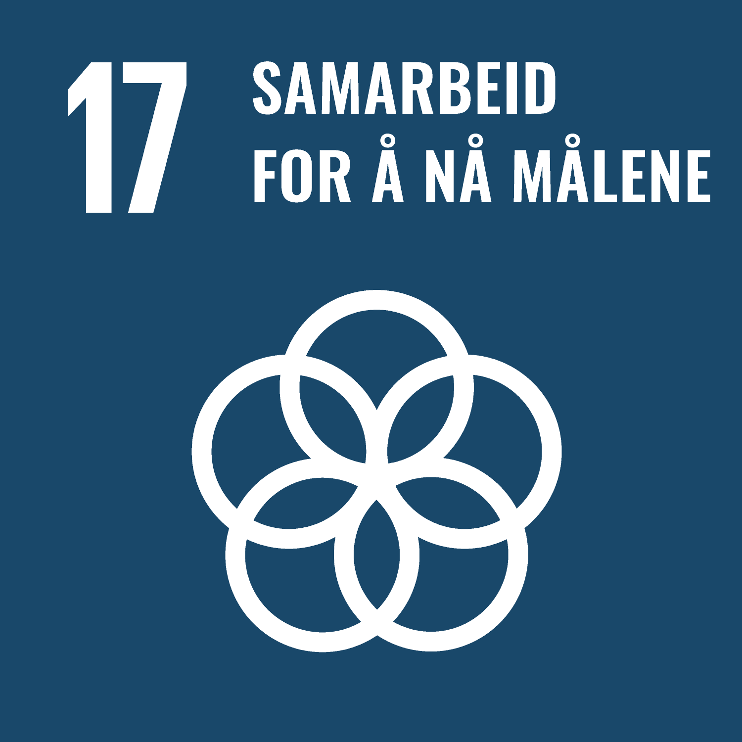 FN sitt bærekraftsmål 17 med symbol for samarbeid og partnerskap